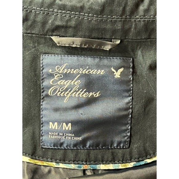AEO American Eagle Blazer M Navy Blue Single Breasted Notched Lapel Professional - Picture 9 of 9